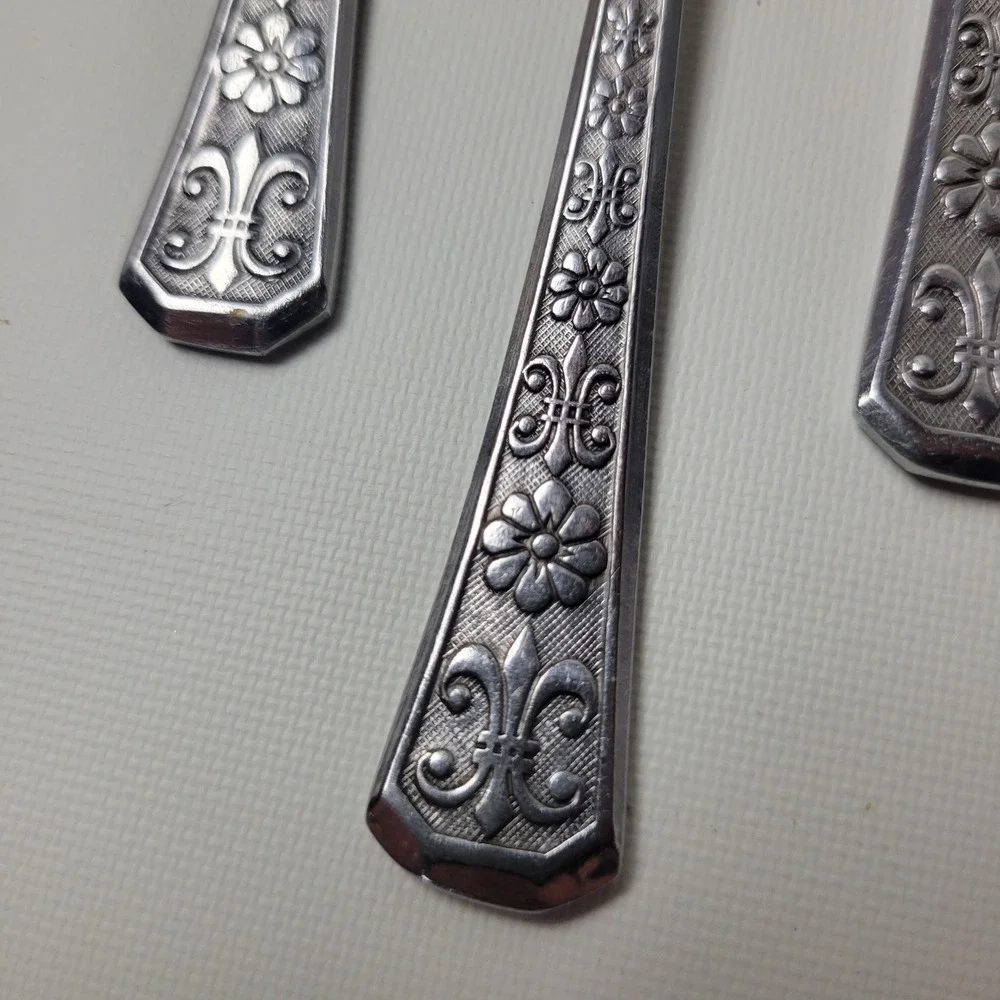 Interpur Florenz Stainless Steel Salad Forks Set of 5 Floral Fleur-de-lis Korea